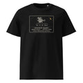 Hedgerow Dragon (Actual Size) t-shirt in Black: engraved tiny dragon on a bramble twig above a 0–3 inch ruler