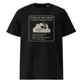 Notice to the Parish t-shirt in Black: Victorian notice, woodcut dragon sniffing a milk can, four numbered rules