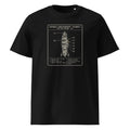General Arrangement, Coombe I t-shirt in Black: cutaway of a slim finned rocket with a dome nose and numbered callouts